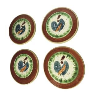 Vintage 4 Set Stoneware Coq de Provence Trivets Coasters Carlisle 2004 Rooster
